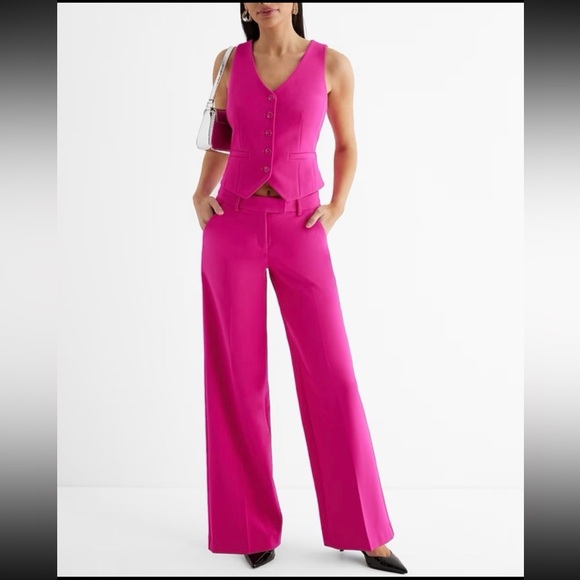 H&M | Wide Leg Dress Pants / Trouser Pants in Hot Pink| Size 2 NWOT - Picture 9 of 10